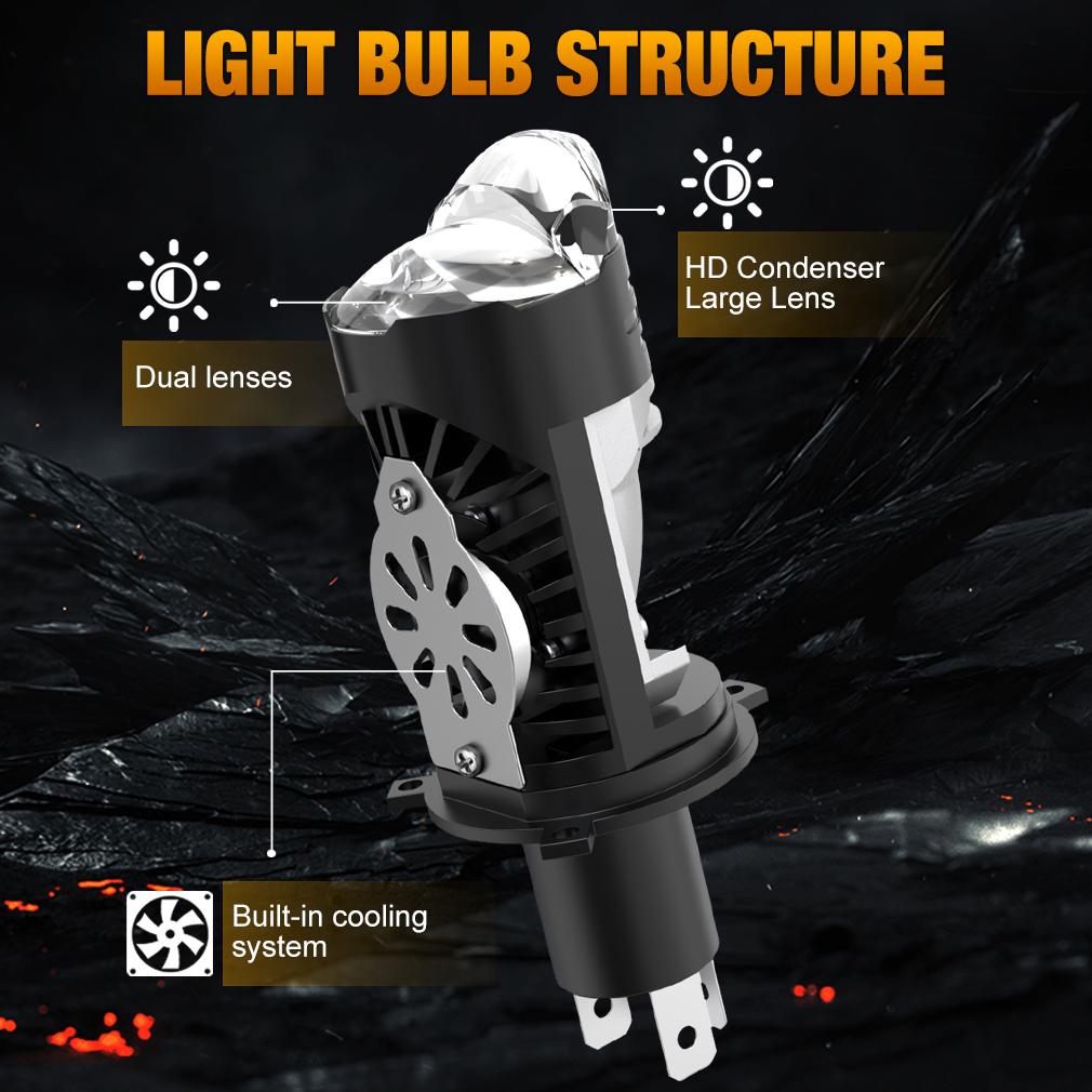 2Pcs Three Colors Dual Lens H4 LED Headlight Bulbs 110W 60000LM Car Projector Hi/Lo Beam Light Motorcycle Headlamp 6000K 4500K Warm White 3000K Yellow