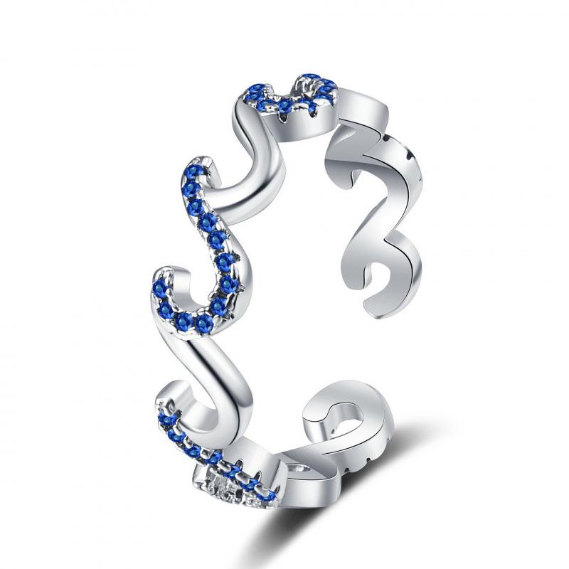 Blue Diamond Water Wave Zircon Ring - Trendy Women's Fashion Jewelry