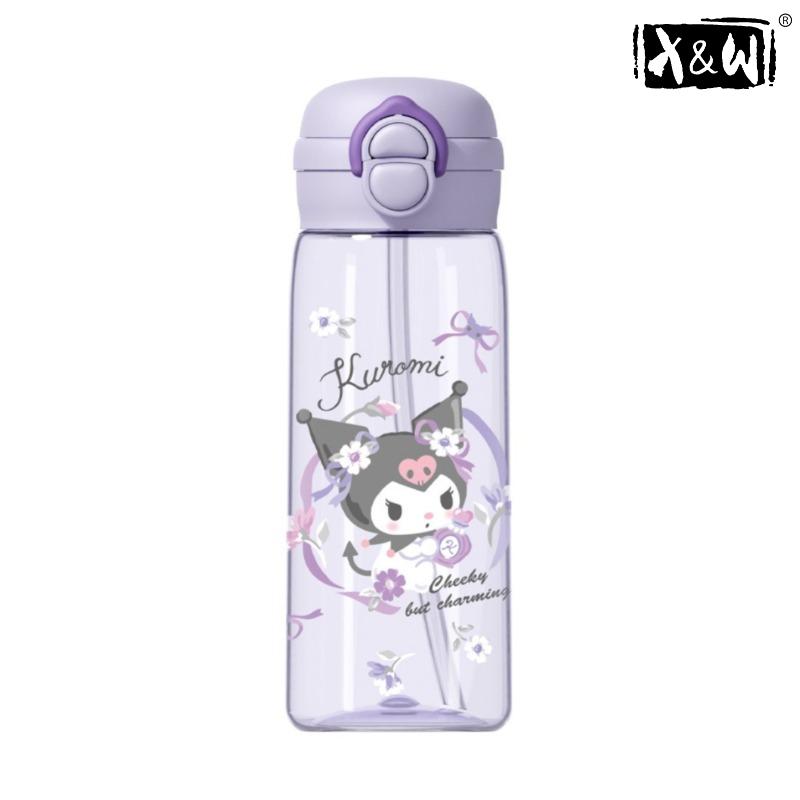 X&W Sanrio Tritan Material Space Cup 500mL Double Drinking Pop-up Lid Portable Water Cup Bubble Tea Cup Kids Water Bottle Cups