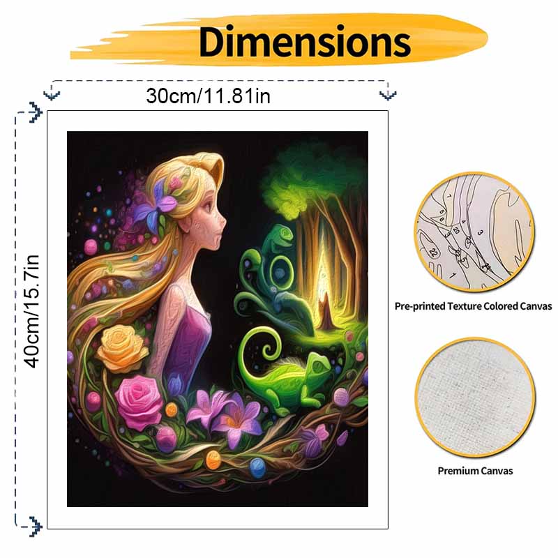 Disney Rapunzel DIY Painting Kit Classic Style Home Decor Craft Gift Idea Art Floral Forest Chameleon Fantasy Wall Decor Birthday Gift