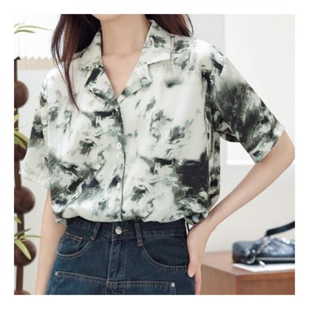 Navava Men Retro Print Slim Fit Short Sleeve Shirt Nb2063