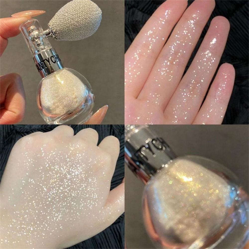 Glitter Highlighter Pearl Powder Highlight Spray Diamond High Gloss Airbag Perfume Sparkling Light Face Body Makeup Cosmetics, 2) Gilded Gold