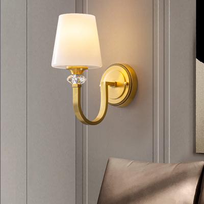 Vollkupfer Amerikanische Wandleuchte Schlafzimmer Nachttischlampe Europäische Beleuchtung Modern Einfach Wohnzimmer Kreativer Flur Wandlicht