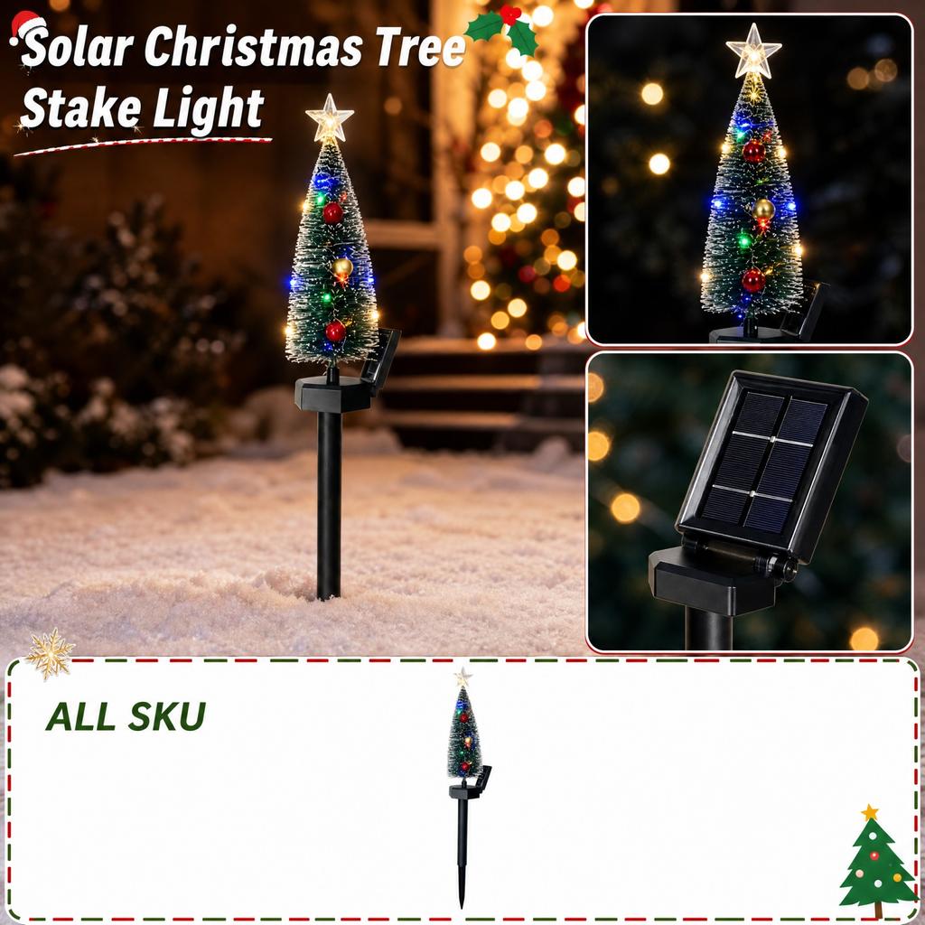 Christmas Tree Stake Lights Outdoor - Festive Holiday Decoration for Garden, Yard,