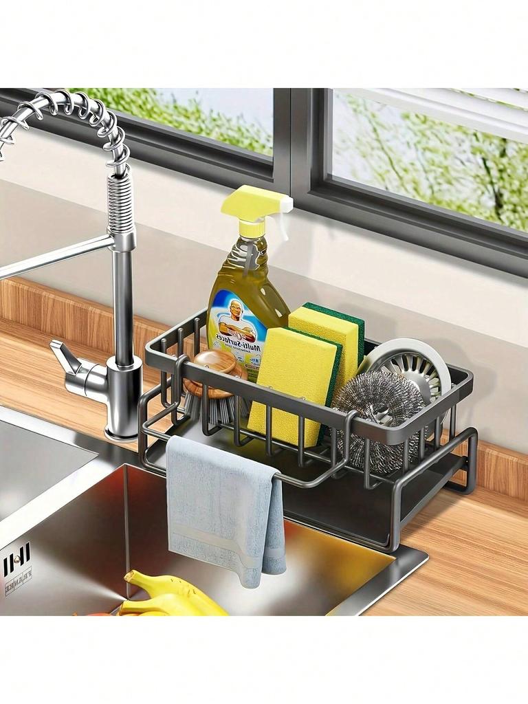 1pcs Effective Draining Kitchen Sponge Shelf, Soap Holder, Stainless Steel Material Is More Sturdy, Slope Design Is Free From Water Accumulation