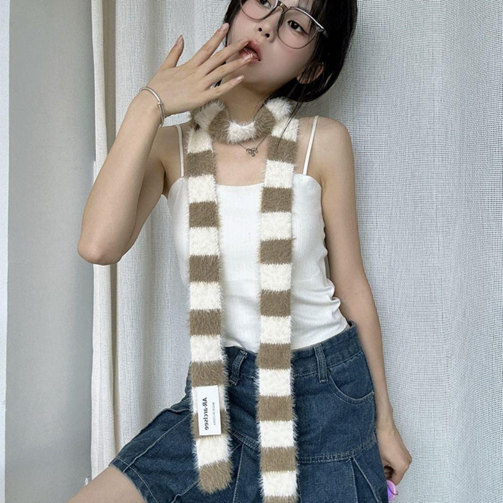Subculture Y2K Striped Scarf Gothic Punk Choker Streamer Trendy Narrow Long Scarf  Girl