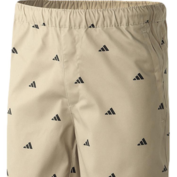 adidas Shorts With All-Over Logo Print Men Bottoms Brown GJ5105