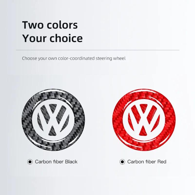 O7·Carbon Fibre Car Emblem Steering Wheel Decoration Sticker Accessories For Volkswagen Polo Arteon Tiguan Golf Touareg GTI Amarok