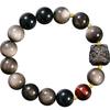 Natürlicher Obsidian Silber Yaoshi Löwentanz Überragend Herrenmode Vielseitiges Armband Gelbes Tigerauge Obsidian Löwentanz Armband