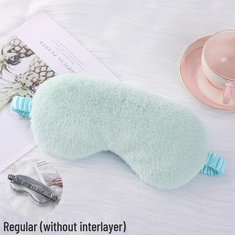 Blackout Rabbit Fur Sleep Mask - Soft, Breathable, Skin-Friendly, Plush Imitation Silk for Autumn/Winter Eye Protection.