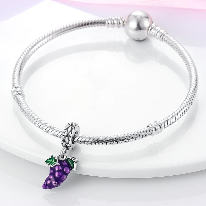 Lila Grapefruit AnhängerKupferbeschichtetOriginalperlen Passend fürOriginal-Charms Armbandperlen Schmuck Geschenke für Frauen