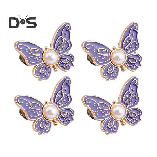 

2 пары утяжек для брюк, регулируемые пуговицы-бабочки, зажимы для брюк, съемные декоративные пряжки для талии для свободных джинсов, брюк, юбок фиолетовый