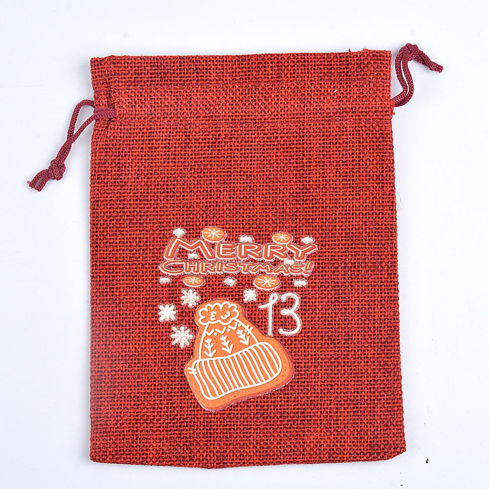 24pcs Countdown Drawstring Bag Linen Drawstring Bag Christmas Arrival Calendar Christmas Gift Bag 24-digit Cloth Bag