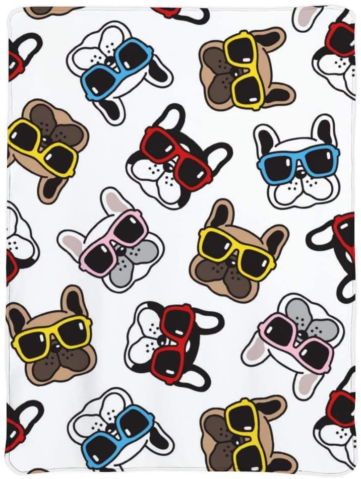 French Bulldog Dog Cute Ultra-Soft Flannel Printed Blanket Velvet Plush Throw Blanket Nap Cover High Quality Home Use Sofa Decor