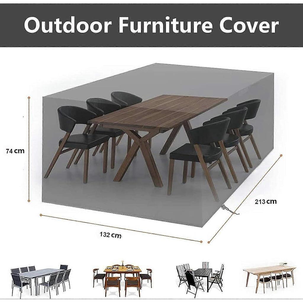 Outdoor Furniture Cover 213X132X74cm - Waterproof Windproof Dust Black Oxford Fabric Furniture Covers with Lock Buckle, Protective Tarpaulin for Table