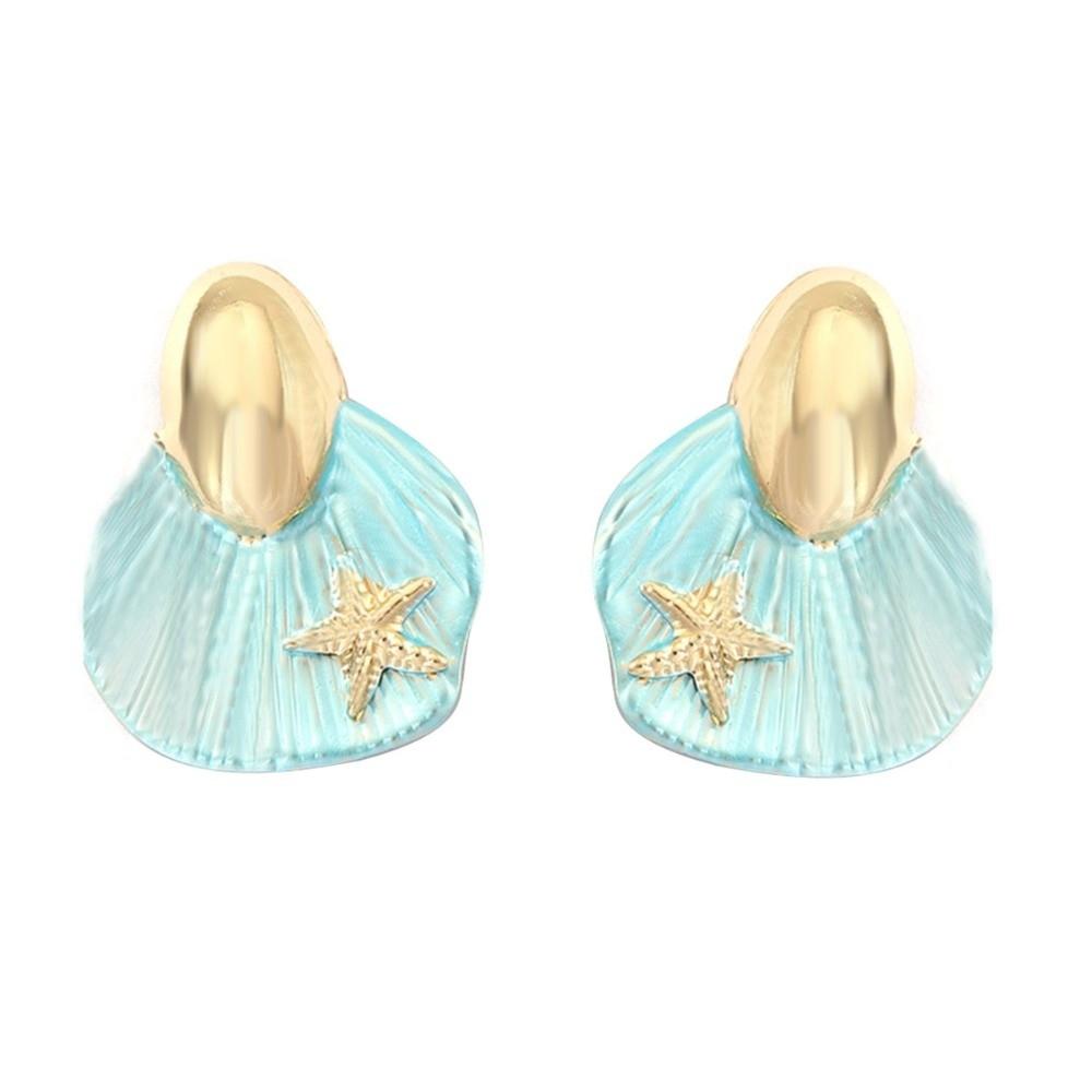 

Stainless Steel Ocean Style Ear Studs Hypoallergenic Starfish Earrings Sea Beach Style 3 Blue