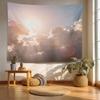 Retro Japanese Cherry Blossom Tapestry, Deep Indigo Flowers Wall Art Hanging Decoration Polyester Fiber White Ruffled Around For