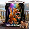 Custom Text Flannel Throw Blanket, Lightweight Cozy Bed Sofa BlanketScooby-Doo