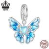 S925 Sterling Silver Exquisite Butterfly Tassel Beaded Pendant for DIY Jewelry