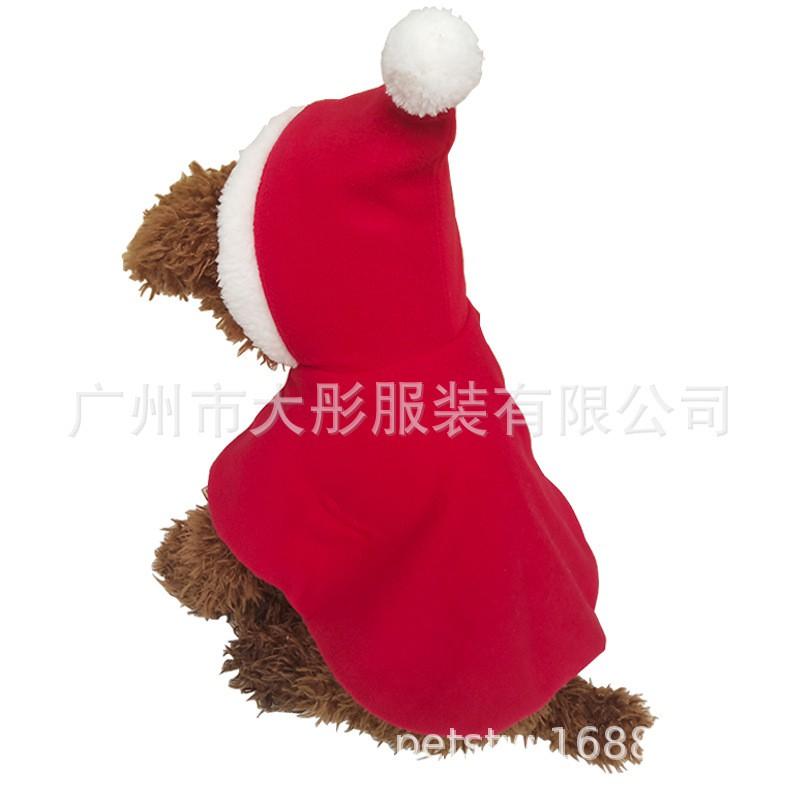 Pet Christmas Costume Winter Warm Coat Dogs Cats Hooded Cape With Santa Hat Holiday Outfit