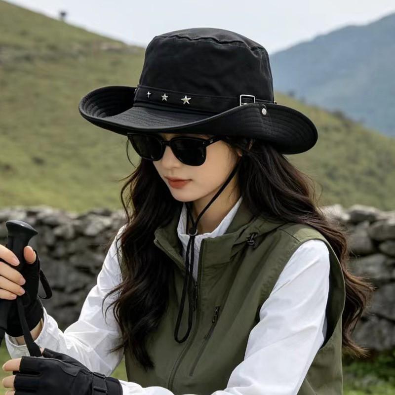 Wide Brim Cotton Sun Hat Women Men Outdoor Hiking Fishing UV Protection Foldable Bucket Fall