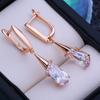LSOOYH Color Oro Rosa Pendientes de Gota de Moda Pendientes de Circonita Cúbica Joyería de Boda Elegantes Regalos Para Mujeres