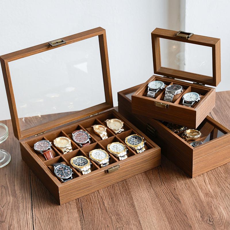 Eleganckie pudełko na zegarki z orzecha włoskiego: Wysoka pojemność, wykwintny design do użytku domowego