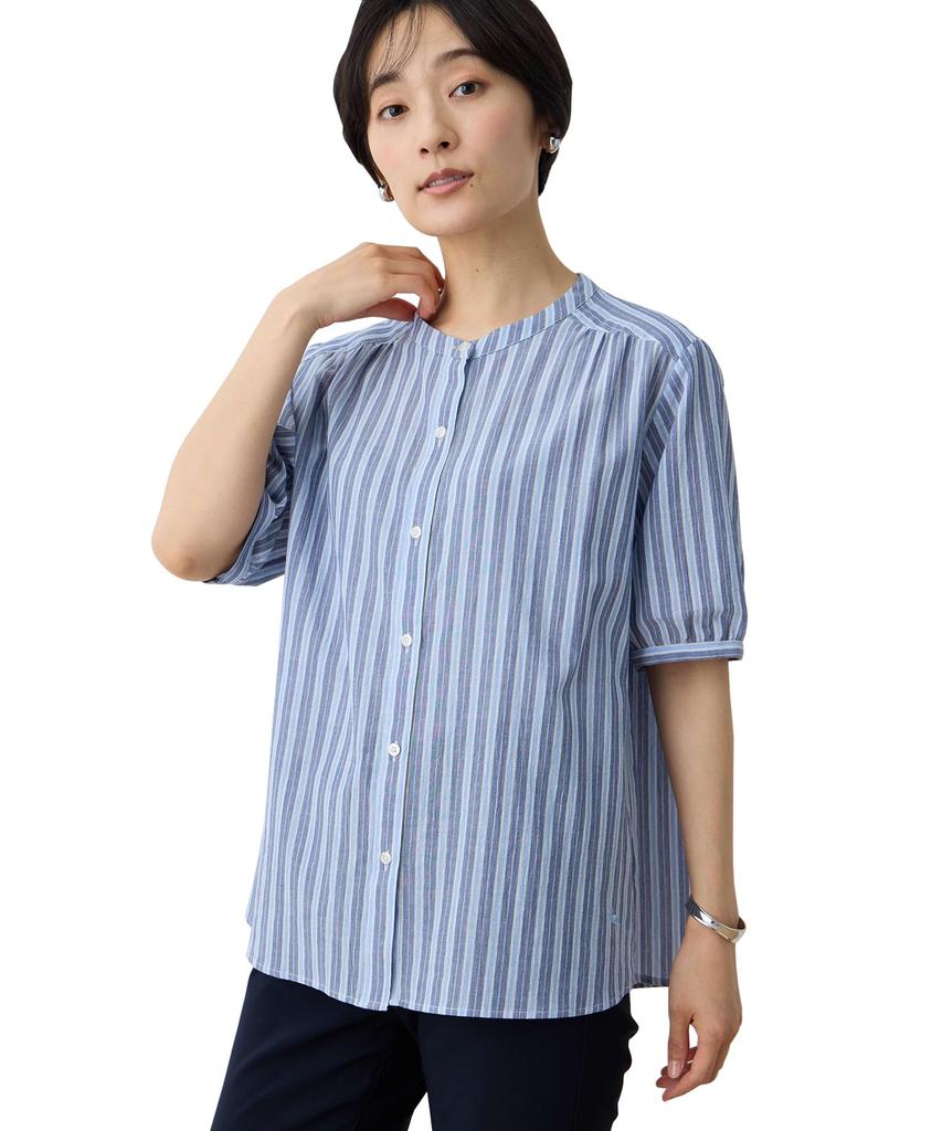 DECOY Organic Cotton Striped Blue Women's Blouse, 493049,