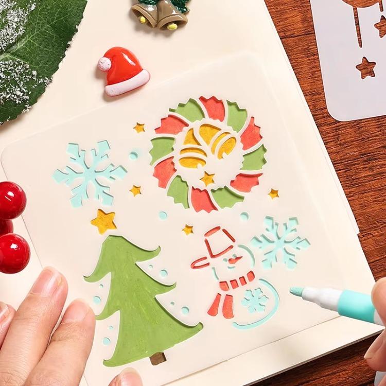 Christmas Stencils For Crafts Reusable Christmas Tree Stencil Hollow Drawing Stencils Educational Holiday Stencils Christmas