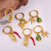 Simple sweet wind cute DIY pepper strawberry pendant earrings stainless steel gold-plated daily jewelry women