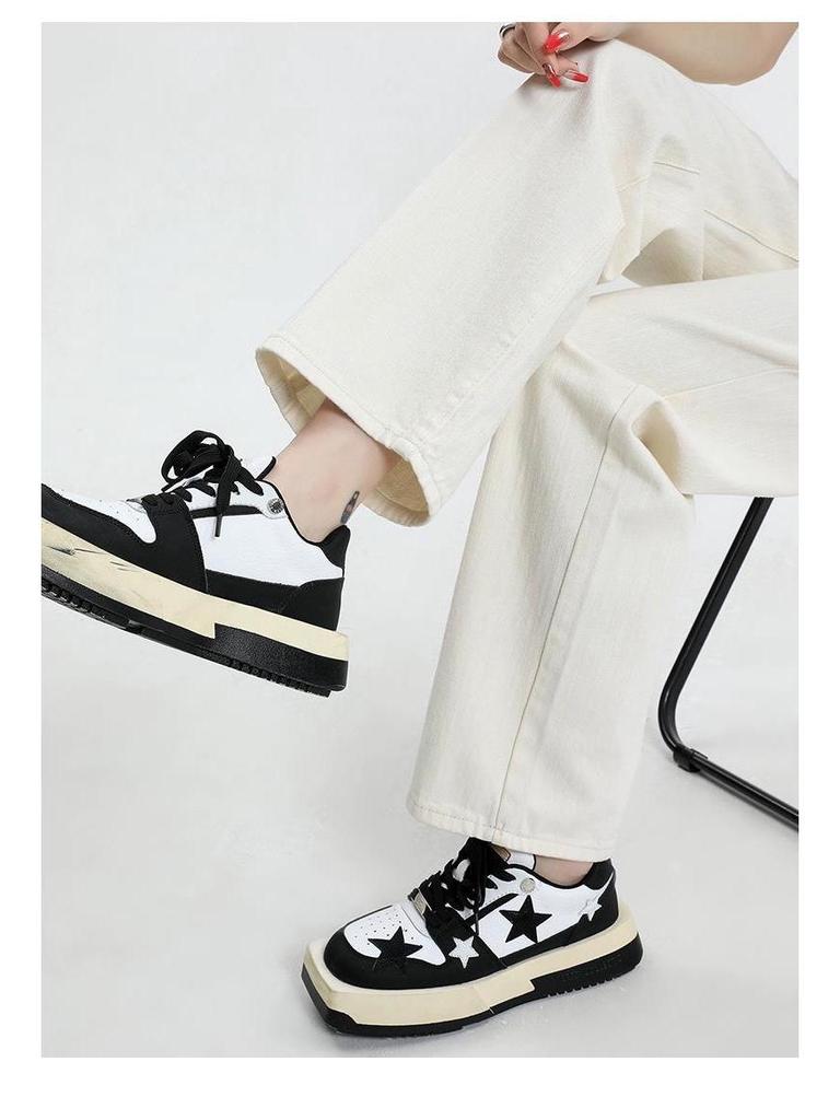 Women's Off-White High-Waisted Wide-Leg Jeans - Spring/Autumn Slimming Floor-Length Trousers
