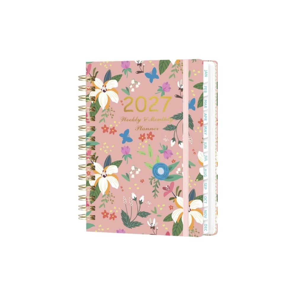 Spiral Bound Floral Spiral Notebook Floral Pattern Schedule Book for Work Office School Supplies