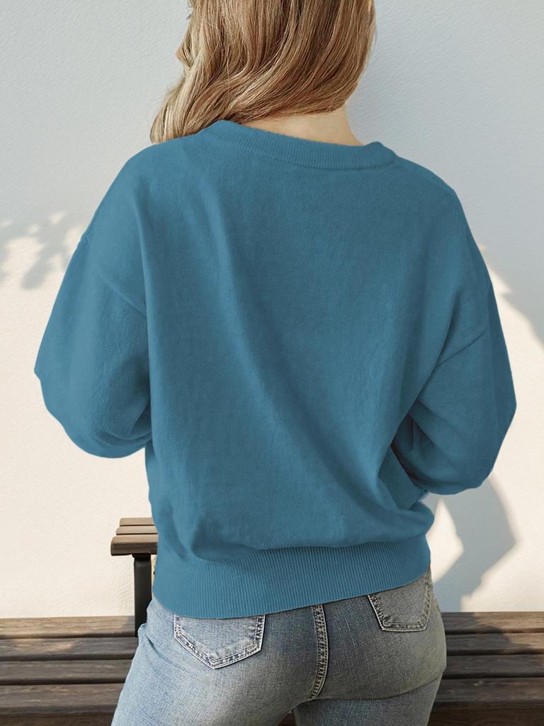 Autumn European & American Versatile Knit Heart Sweater - Women's Cute Round Neck Style