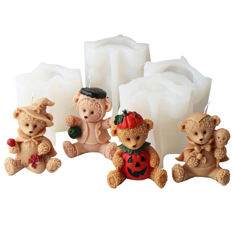 3D Bear Candle Mold Aromatherapy Candle Molds Epoxy Resin Wax Mould Handcrafted Gypsum Ornaments for Craft Enthusiasts