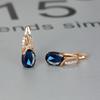 Crystal Purple Oval Stone Jewelry Rose Gold Color Wedding Hoop Earrings For Women