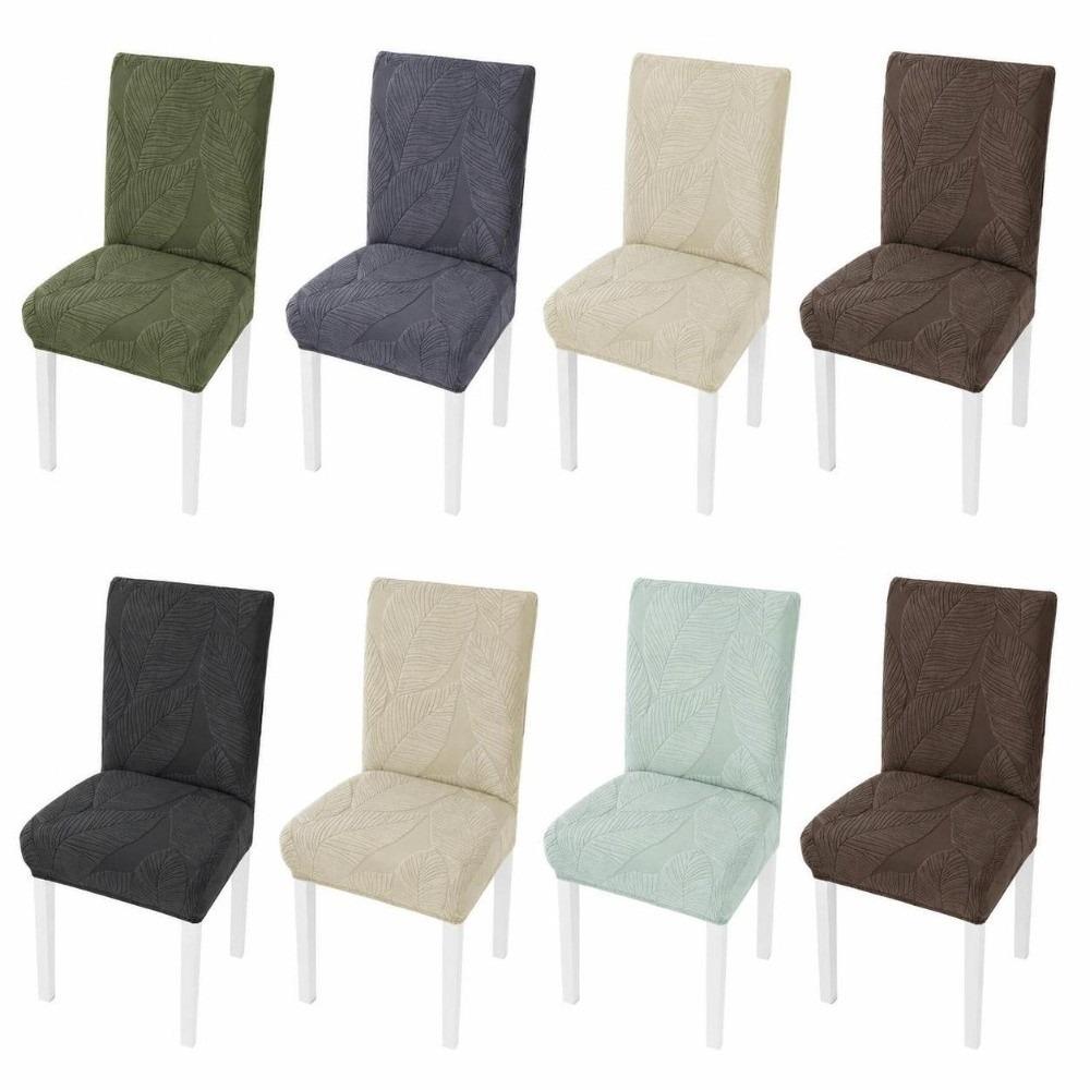 3D Leaf Jacquard Chair Cover Full Cover Elastic Chair Cover Stretch Dining Chair Cover  Living Room