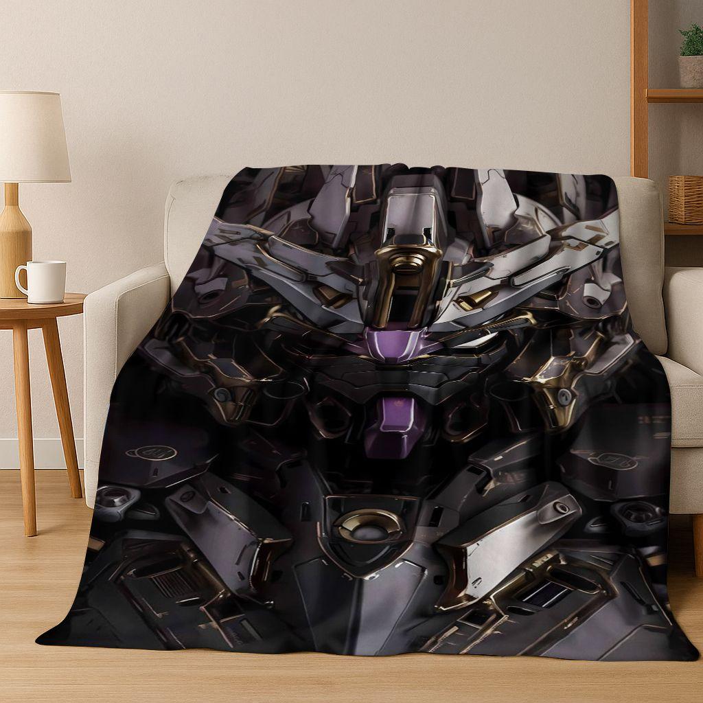 26 Style Gundam Cartoon Robot Flannel Blanket,Warm and Cozy Soft Throw Blanket for Home Bedroom Bed Sofa Picnic Office Cover