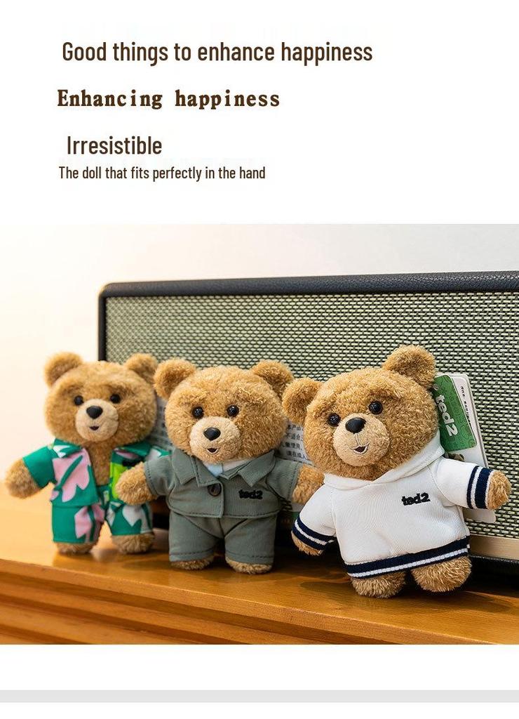 Ted2 Plush Teddy Bear Keychain Pendant - Stuffed Animal Comfort Doll Birthday Gift