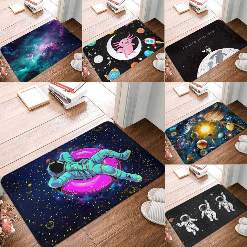 Funny Astronaut Moon Landing Doormat, Space-Themed Anti-Slip Rug for Kitchen Living Room Bedroom Home Entrance Carpet