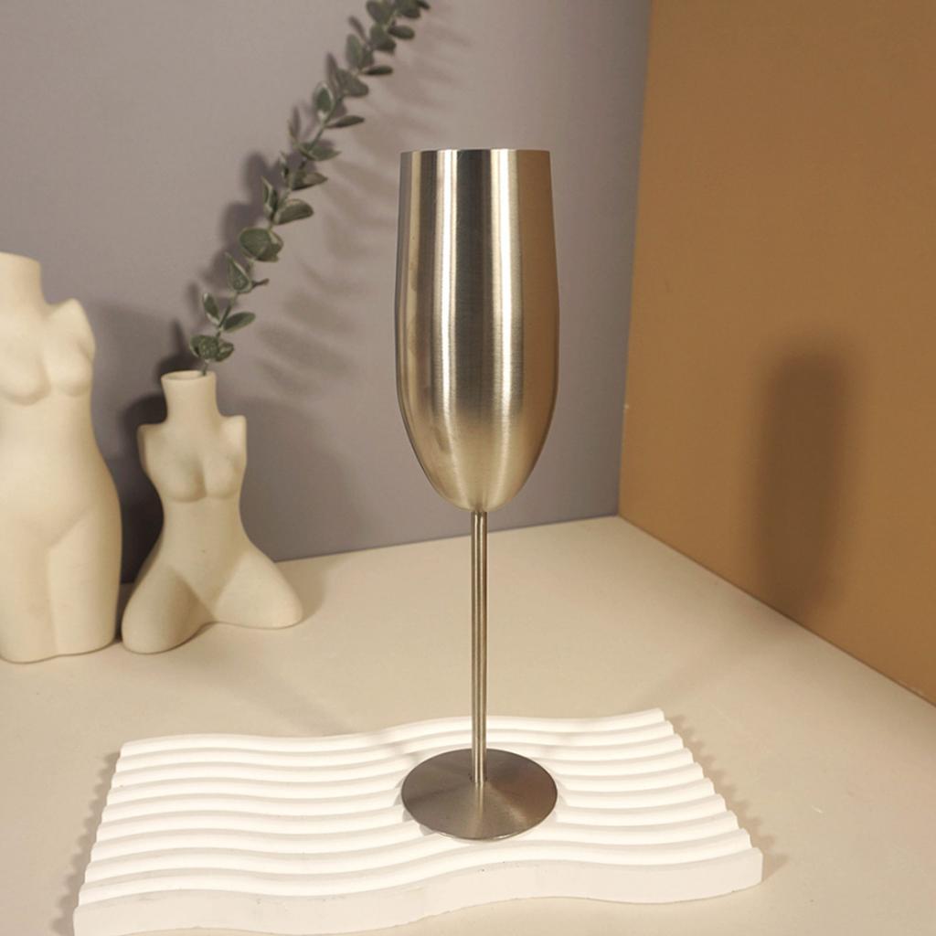 Stainless Steel Champagne Flutes 260ML Cold Insulation Easy Cleanup Metal Wine Goblet Cup for Party