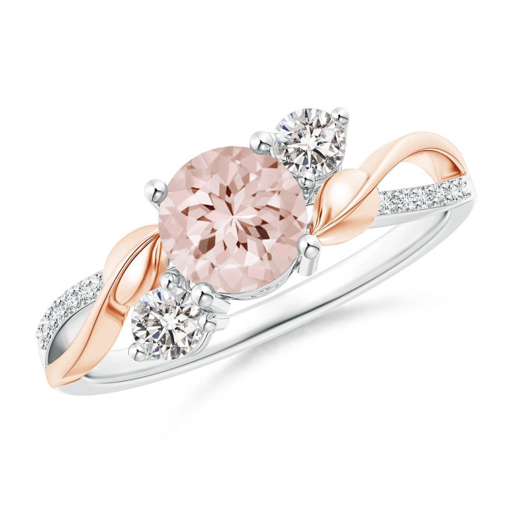 

Two Tone Rose Gold Leaf Ring with Zircon Stones Stylish Womens Jewelry Accessory no. 6