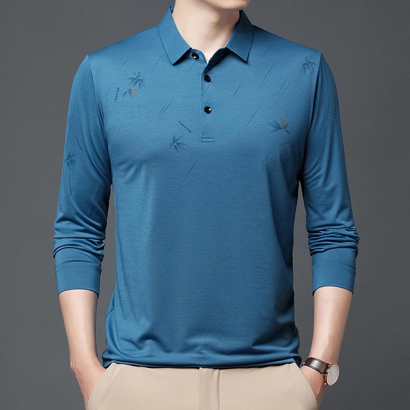 Herren T-Shirt Frühling und Herbst Neu Mittleren Alters Business Casual Langarm Revers Papa Poloshirt