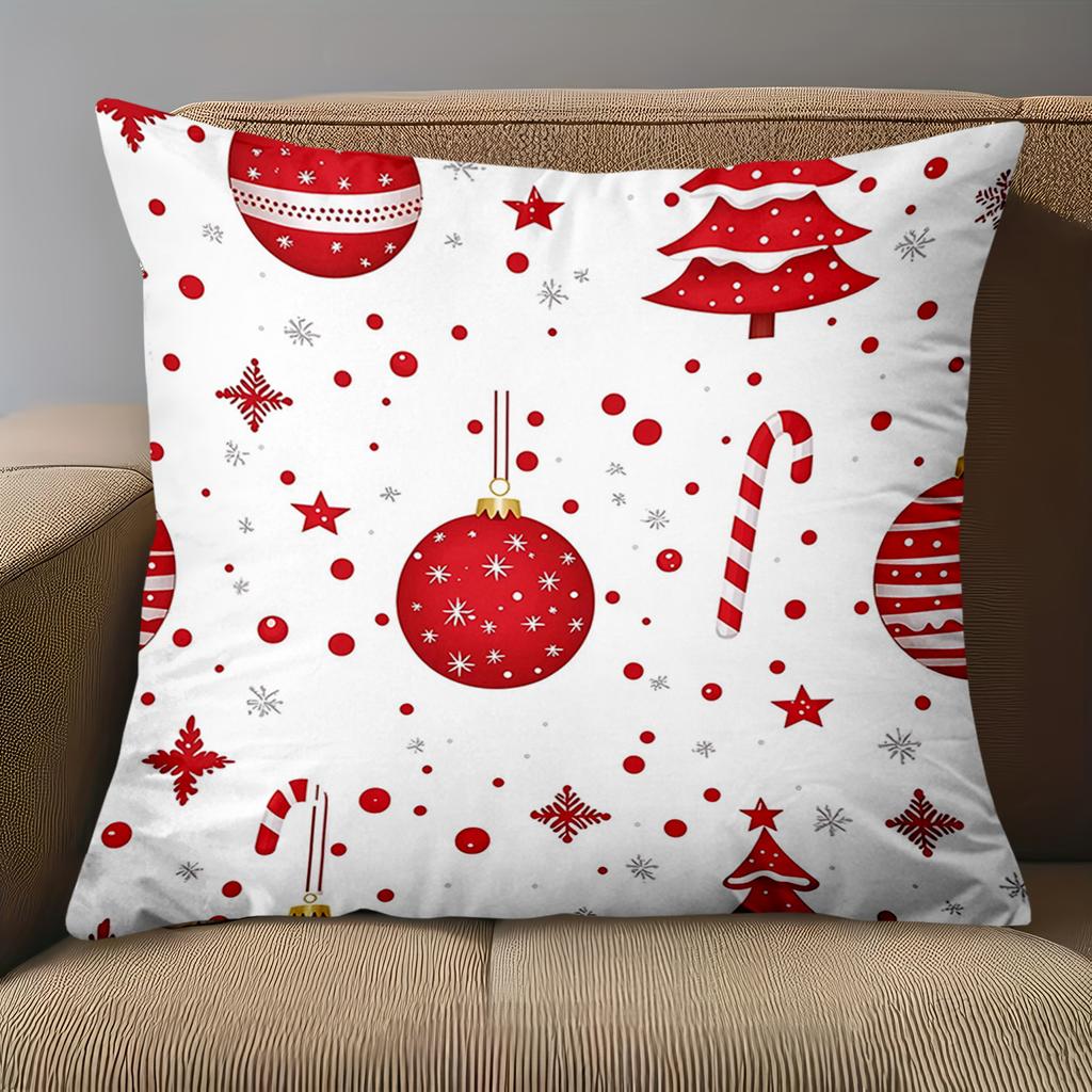 1 Pieces Christmas Red Patterned Cushion Covers Decorative Polyester Pillowcase, Sofa Decorative Cushion Cov Headboard Pillow
