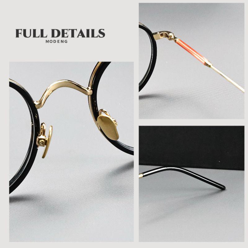 Unisex Full-Rim Pure Titanium Eyeglass Frames with Acetate, Prescription-Ready for Myopia