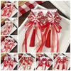 2pcs Bow New Year Ribbon Barrettes Lion Embroidered Bow Headwear Ancient Style Hair Clip  Winter