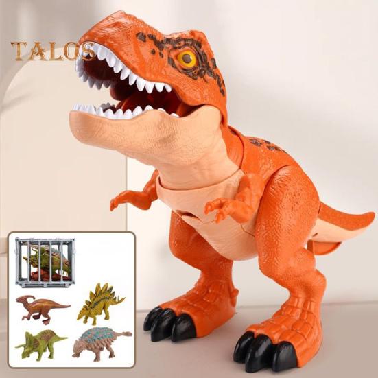 1 set Jucărie de dinozaur care înghite răcnind cu cușcă gura mobilă leagăn coadă copii Tyrannosaurus Rex figură de acțiune model realist din dino pentru copii mici băieți