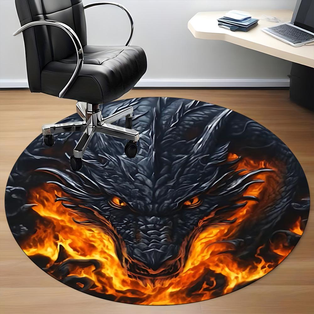 1PC Dragon Head Chair Carpet for Office Non-Slip, Lightweight, Machine Washable Rug for Office, Sleeping, Room - Holiday Decoryy251009126