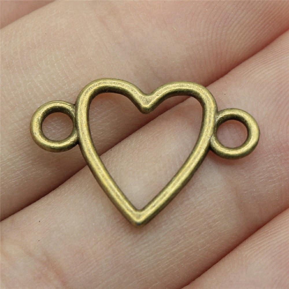 Heart Connectors Love Symbol Antique Bronze Zinc Alloy Jewelry Making DIY Jewelry Making Style Pendant Connectors