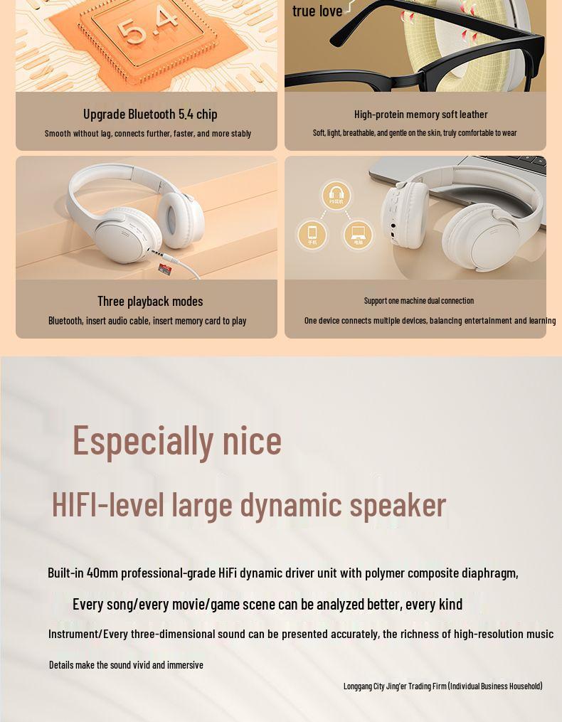 200-Hour Bluetooth Over-Ear Noise-Cancelling Wireless Gaming Headphones for Sports & Mobile