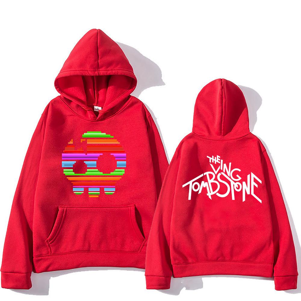 The Living Tombstone Rainbow Skull Hoodie The Living Tombstone Skull Humorous Graphic Sweatshirts Unisex Long Sleeve Pullovers